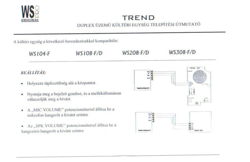 WS PRO Trend 101 Duplex üzemű kültéri kaputelefon - Kattintson a képre a bezáráshoz